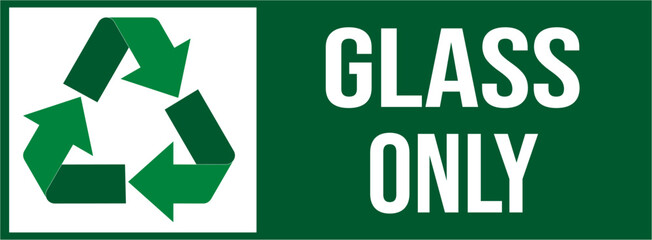 glass only with green recycle symbol label