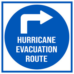  hurricane evacuation route with turn to the right arrow - evacuation sign