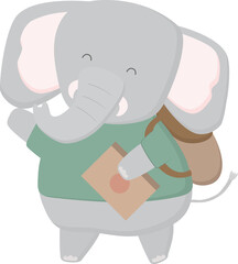 Elephant goes to school