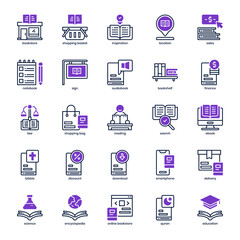 Book Store icon pack for your website design, logo, app, UI. Book Store icon mix line and solid design. Vector graphics illustration and editable stroke.