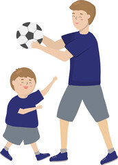 Father and Son Playing Football Illustration