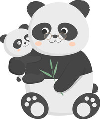 Panda father with his baby