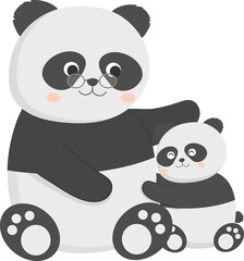 Panda father with his baby