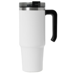 White steel thermo tumbler mockup, Png transparent.