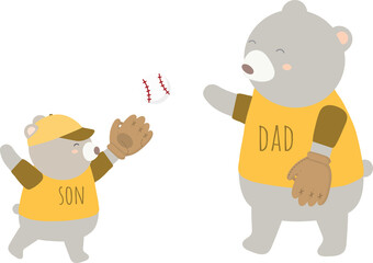 Father Bear plays baseball with Cubs