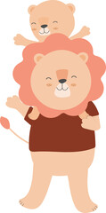 Lion father enjoyed his son