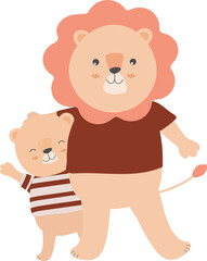 Lion father enjoyed his son