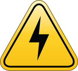 High voltage icon, danger vector symbol. Triangular icon of electricity isolated on the white background. Modern traffic signal stock. Danger Electrical Hazard