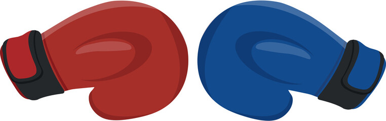 Boxing gloves fight icon, red vs blue. Battle emblem cartoon vector illustration. Boxing gloves Red and Blue hitting together. Boxing day shopping creative sale idea.	