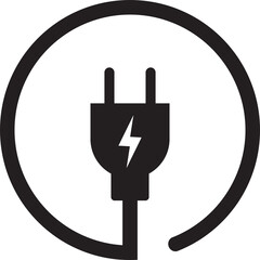 Electric plug icon. Electrical plug with lighting symbol. Green energy logo or icon vector design template with electric plugs	