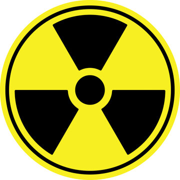 Radioactive contamination symbol. Vector illustration. Black and yellow sign of nuclear danger. Radiation danger symbol or icon isolated on a white background. Nuclear Symbol Icon Vector.	
