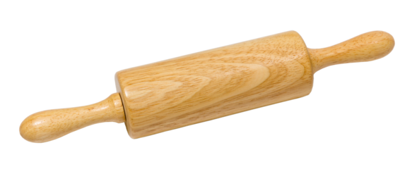 Wooden rolling pin isolated on white background. The dough rolling concept. Wooden kneading stick isolated on white background