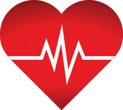 Heart rate icon - health monitor. Red Heart Rate.Blood pressure vector icon, heart cheering cardiogram, good health logo, healthy pulse flat symbol, medical pulsometer element.