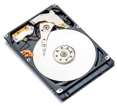 Hard disk drive and open cover. Computer hardware, hard disk, storage device. Detail of the inside of a hard disk drive. Hard disk is internal mechanism hardware	