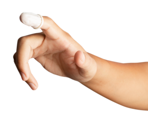 Finger cots on the finger touched.