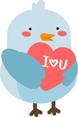 Bird holding heart illustration