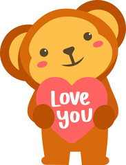 Monkey holding heart illustration