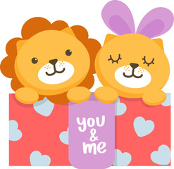 Couple lion illustration