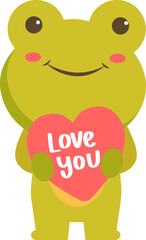 Frog holding heart illustration