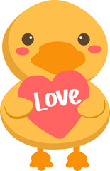 Duck holding heart illustration