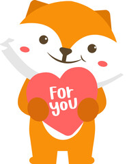 Squirrel holding heart illustration