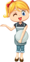 Fototapeta premium waitress cute cartoon