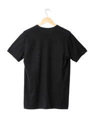 Black T shirt mockup hanging, Png file.