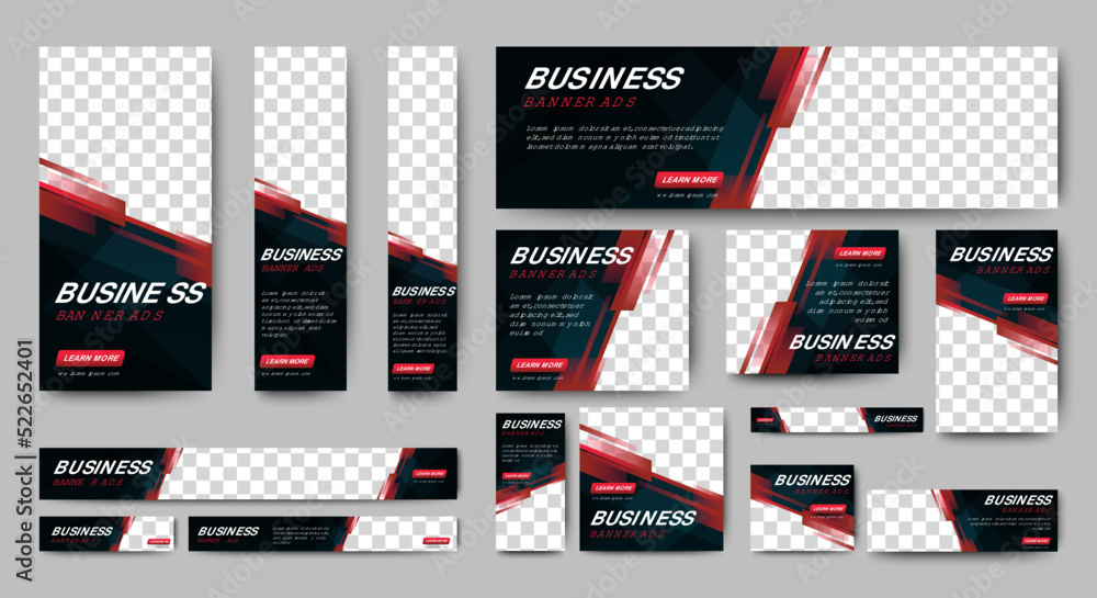 Poster business corporate banner design web template set, horizontal header web banner. modern gradient bla