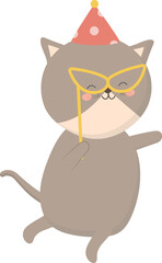 Cat in party illustration