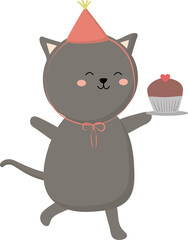Cat in party illustration