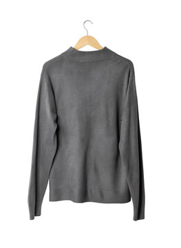 Gray Long Sleeve T Shirt Mockup Hanging, Png File.