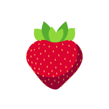 single strawberry fruit - flat design vector icon