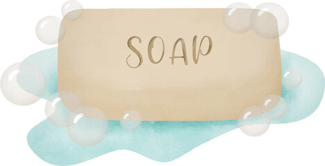 Watercolor organic soap illustration - obrazy, fototapety, plakaty