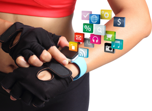 woman workout with smart watch