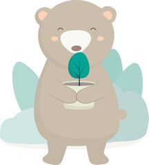 Bear planting the tree