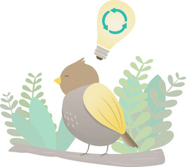 Bird with recycle idea