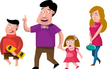 Parents take their children on a trip