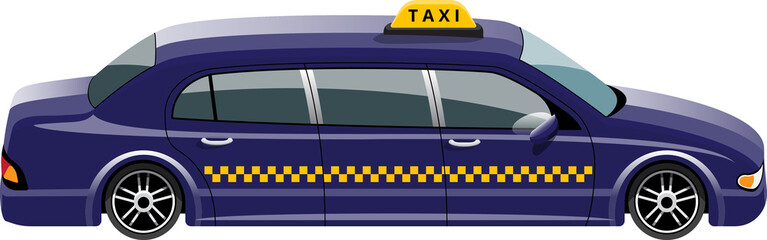 Cartoon taxi luxury limousine car illustration - obrazy, fototapety, plakaty