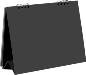 Black desk calendar template isolated, Clipping paths for design work empty free space mock up