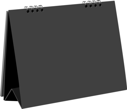 Black desk calendar template isolated, Clipping paths for design work empty free space mock up