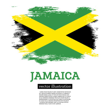 Jamaica Flag with Brush Strokes. Independence Day.