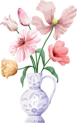 Watercolor Flowers Vase