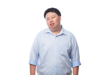 Asian business fat man, Png file.