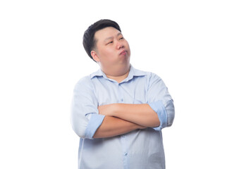 Fototapeta premium Asian business fat man, Png file.