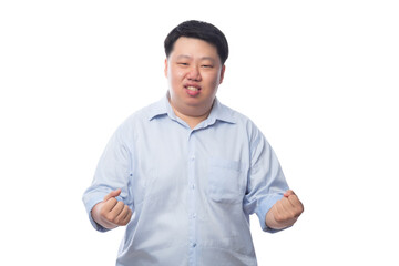 Asian business fat man, Png file.