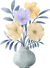 Watercolor Flowers Vase