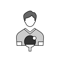 Table tennis player with racket and ball icon