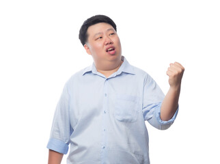 Asian business fat man, Png file.