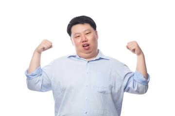 Fototapeta premium Asian business fat man, Png file.