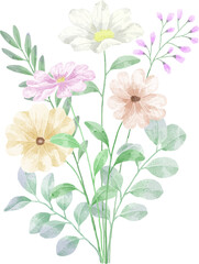 Fototapeta na wymiar Watercolor Flower Bouquet